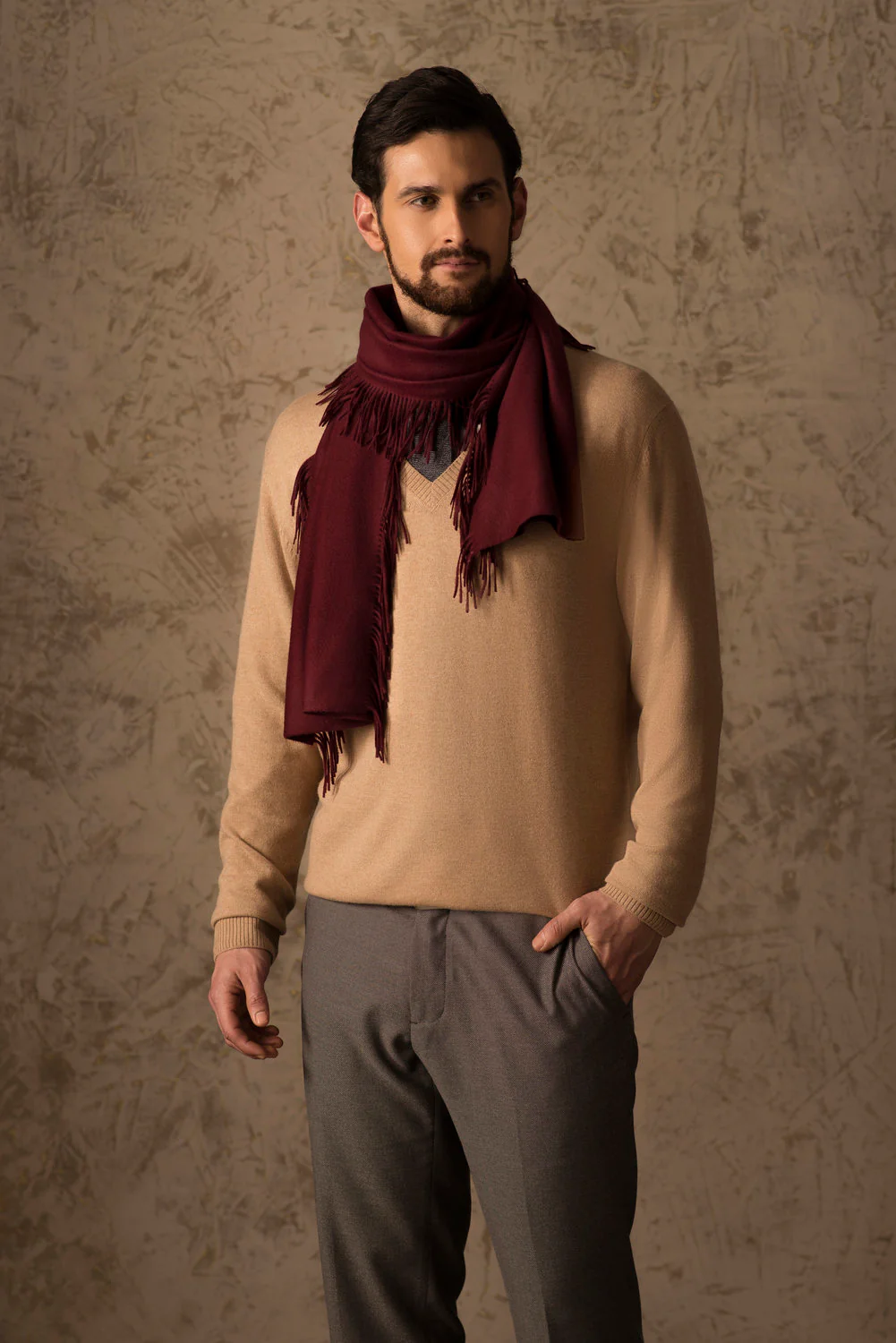 100% Vicuña Scarf - Horizontal Fringes - Image 8