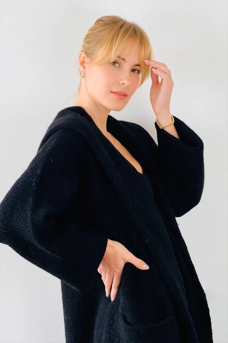 Belen Hooded Knit Alpaca Coat / Long Cardigan - Image 5