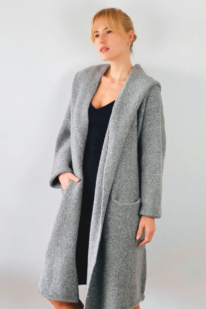 Belen Hooded Knit Alpaca Coat / Long Cardigan - Image 8