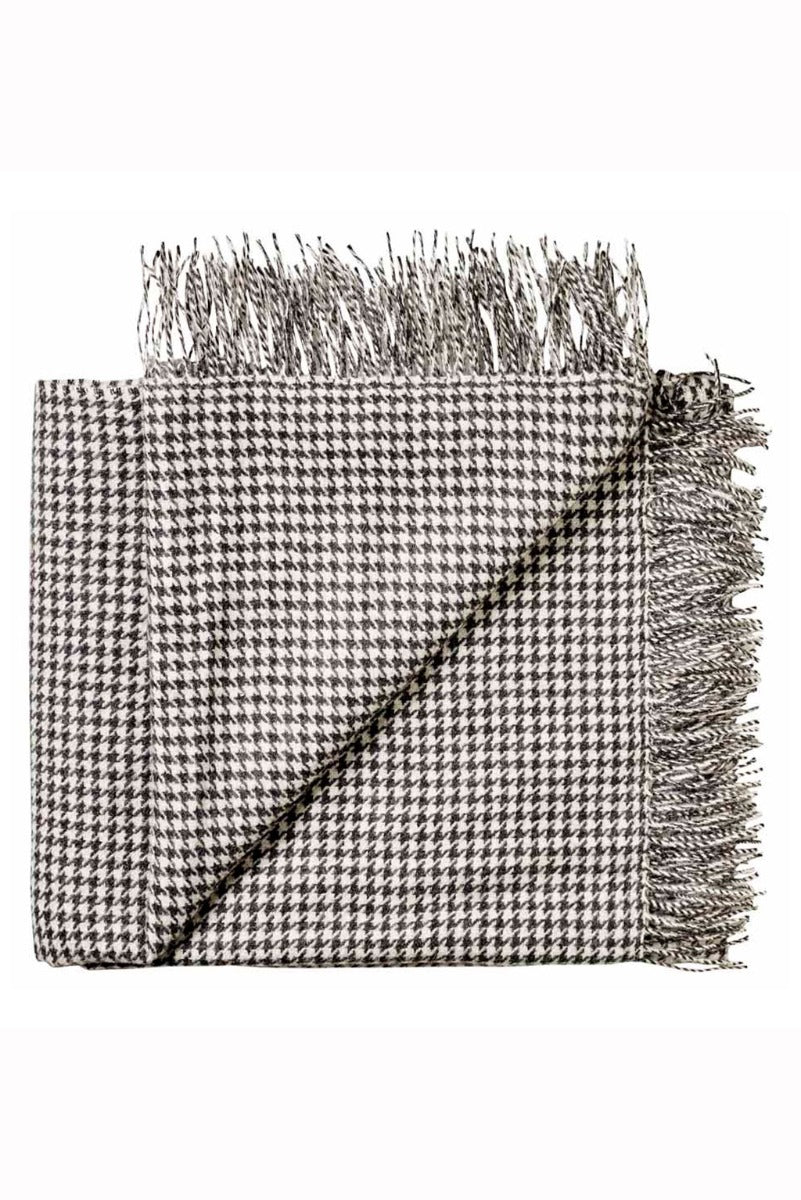 Charcoal - White Houndstooth Baby Alpaca Blanket - Image 3