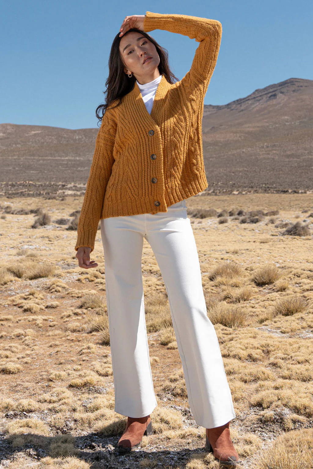 Kara Cable Knit Baby Alpaca Cardigan - Image 7