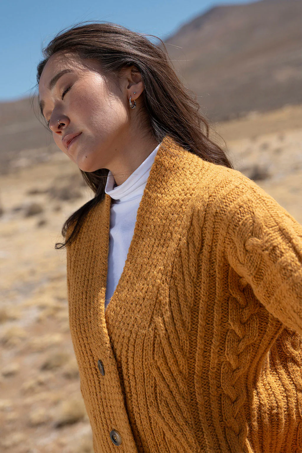 Kara Cable Knit Baby Alpaca Cardigan - Image 8