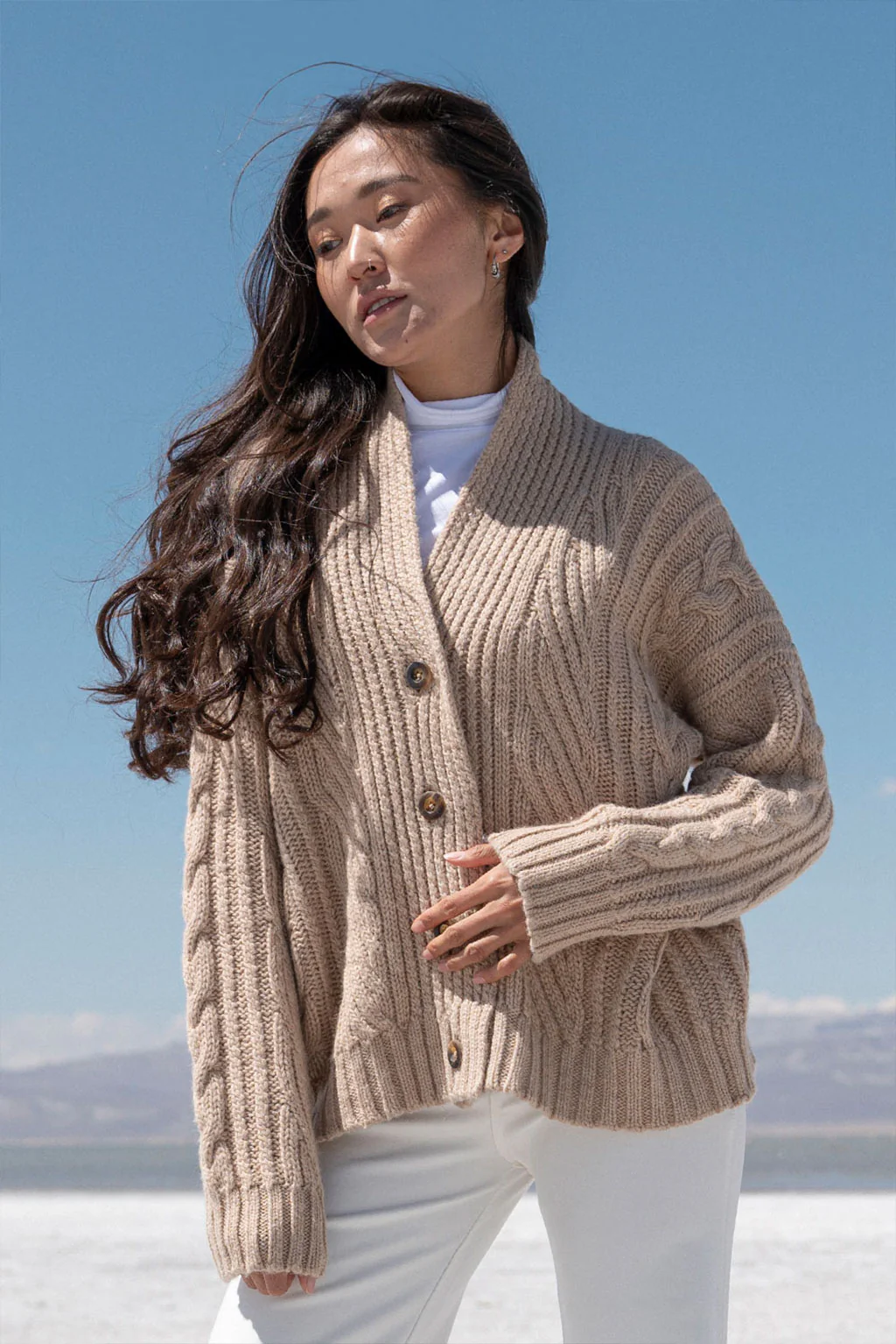 Kara Cable Knit Baby Alpaca Cardigan - Image 18