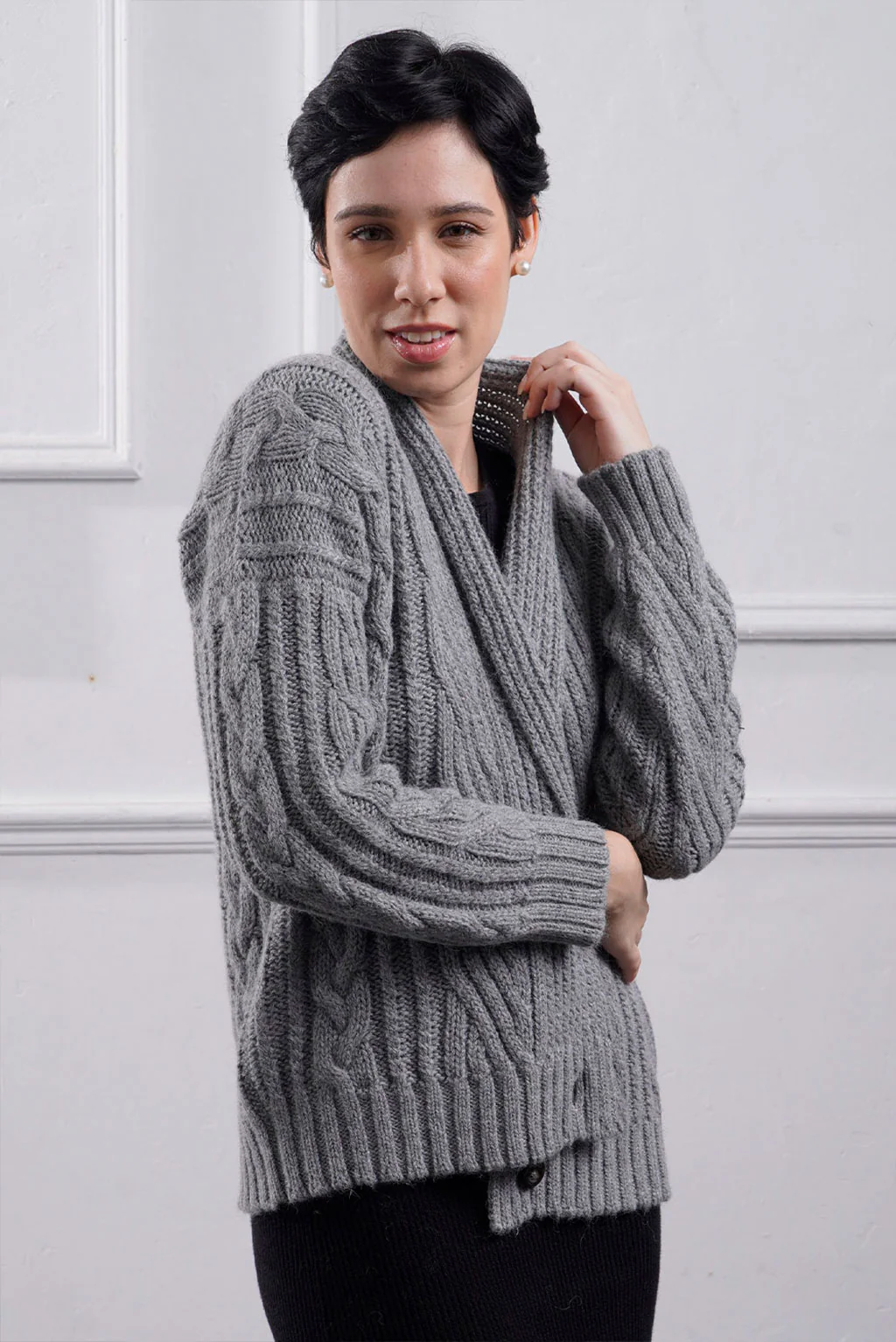 Kara Cable Knit Baby Alpaca Cardigan