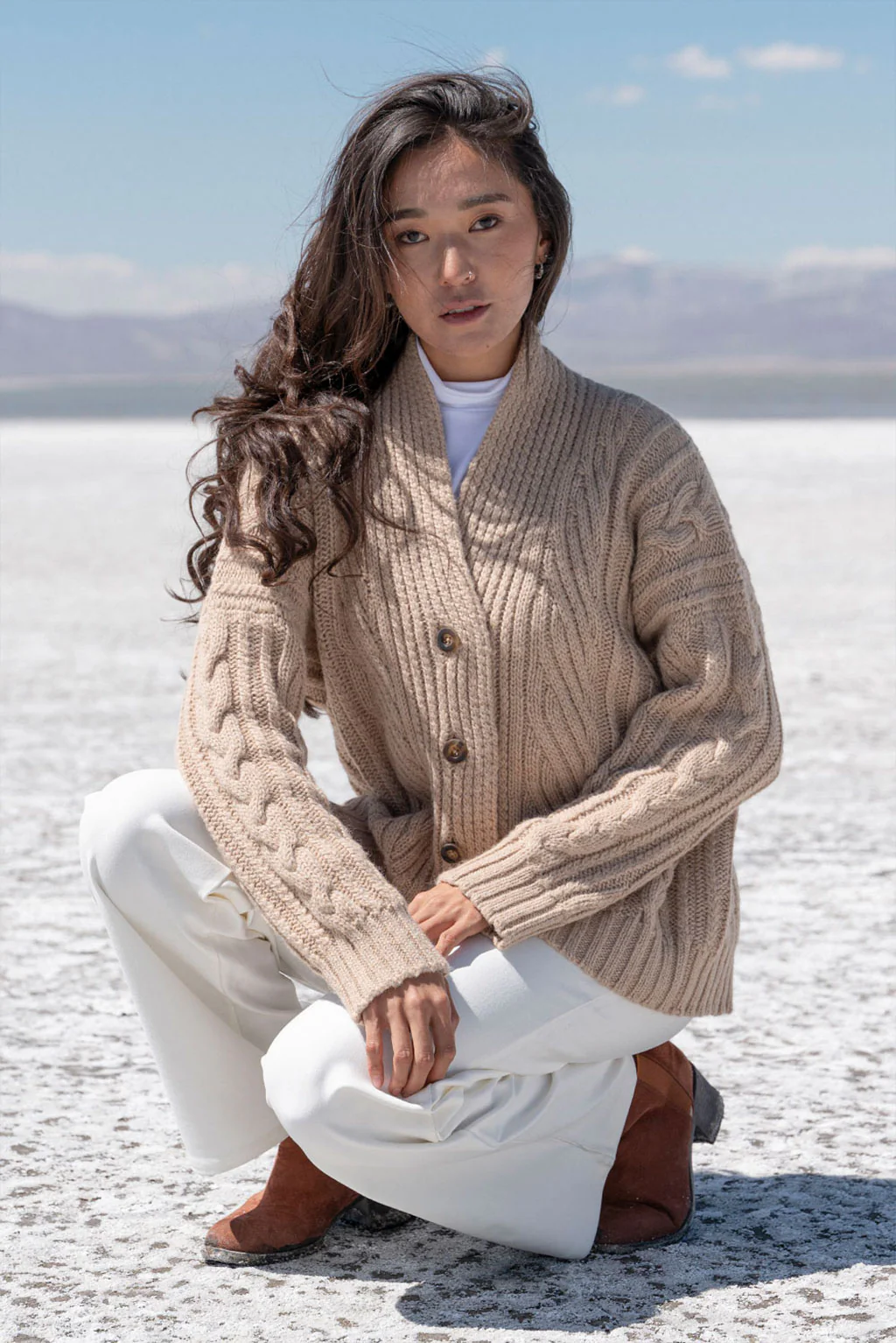 Kara Cable Knit Baby Alpaca Cardigan - Image 13