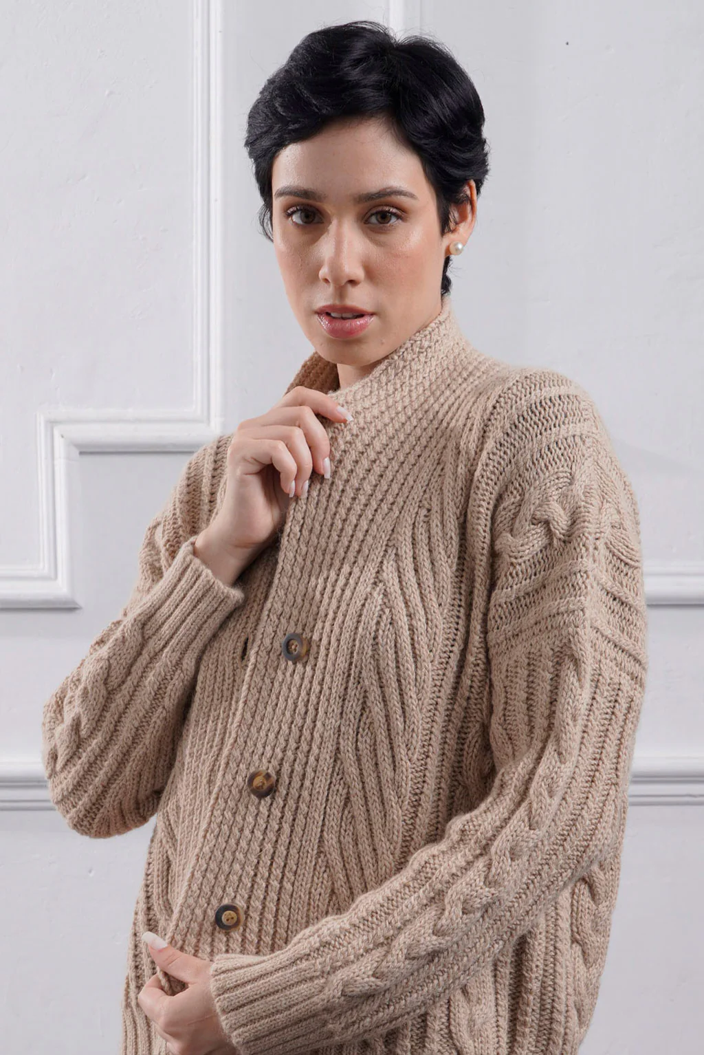 Kara Cable Knit Baby Alpaca Cardigan - Image 22