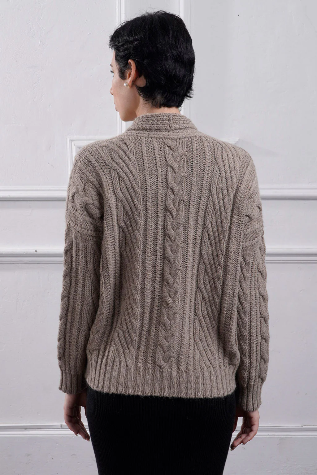 Kara Cable Knit Baby Alpaca Cardigan - Image 9