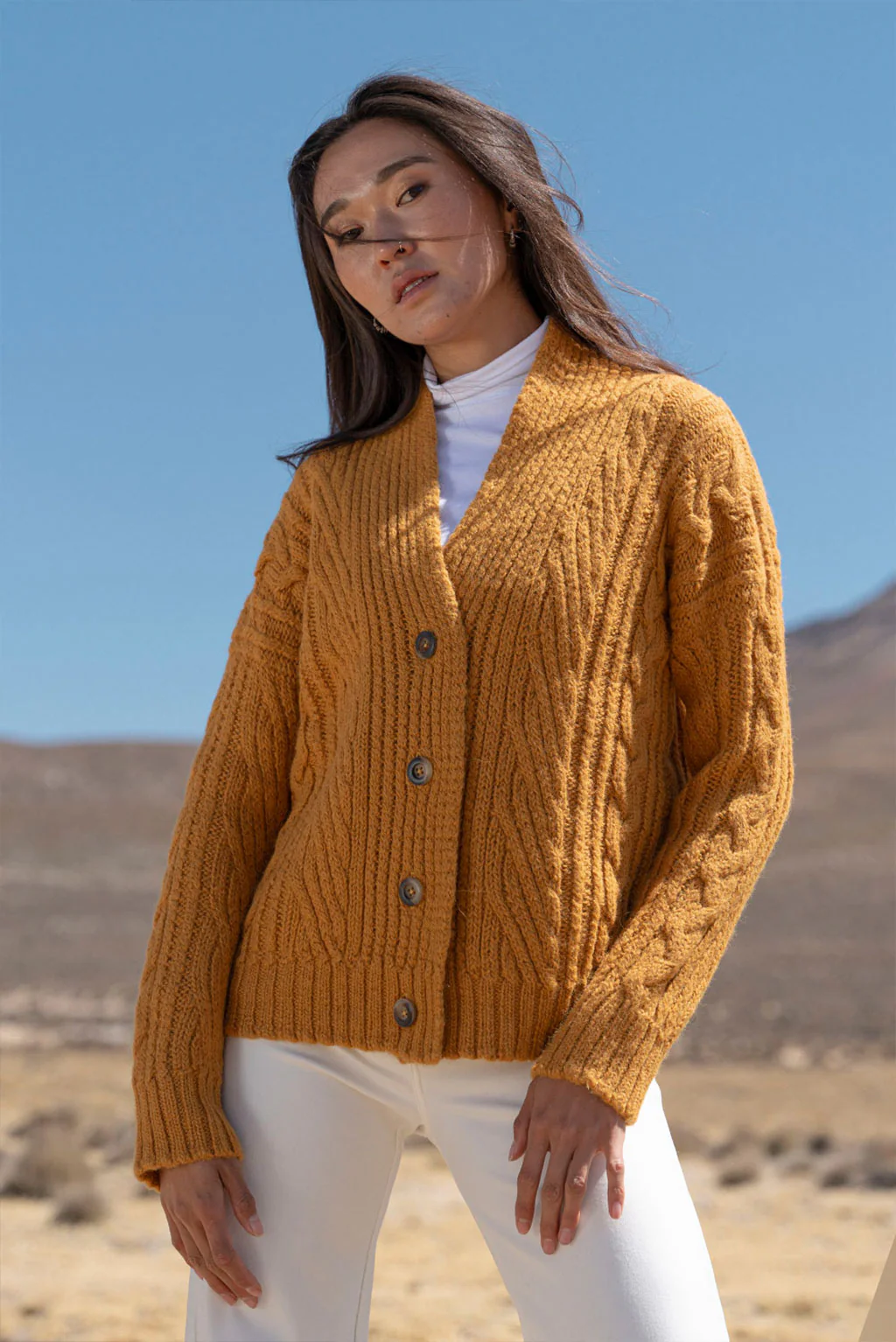 Kara Cable Knit Baby Alpaca Cardigan - Image 5