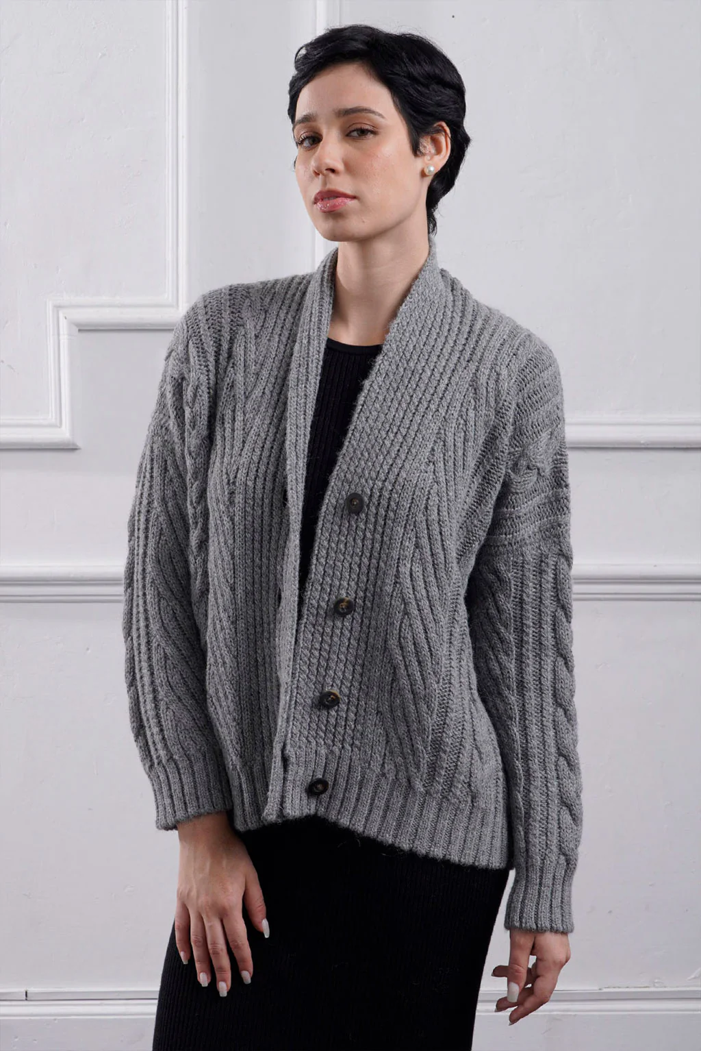Kara Cable Knit Baby Alpaca Cardigan - Image 14