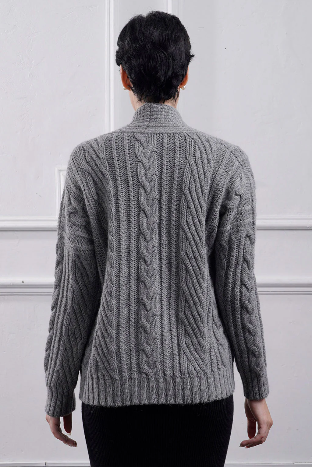 Kara Cable Knit Baby Alpaca Cardigan - Image 15