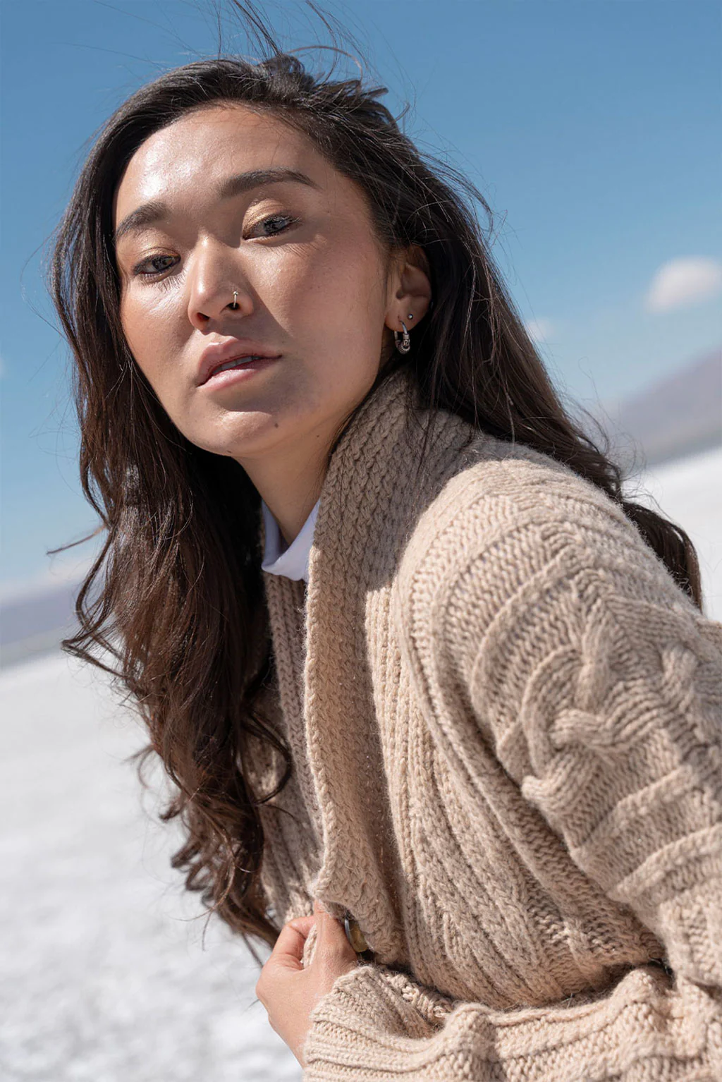 Kara Cable Knit Baby Alpaca Cardigan - Image 17