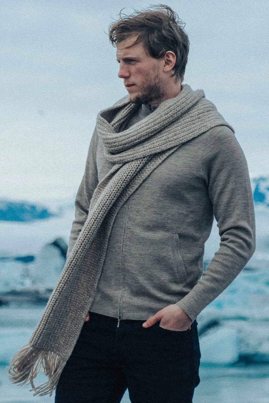 Unisex Textured Alpaca Scarf - Image 2