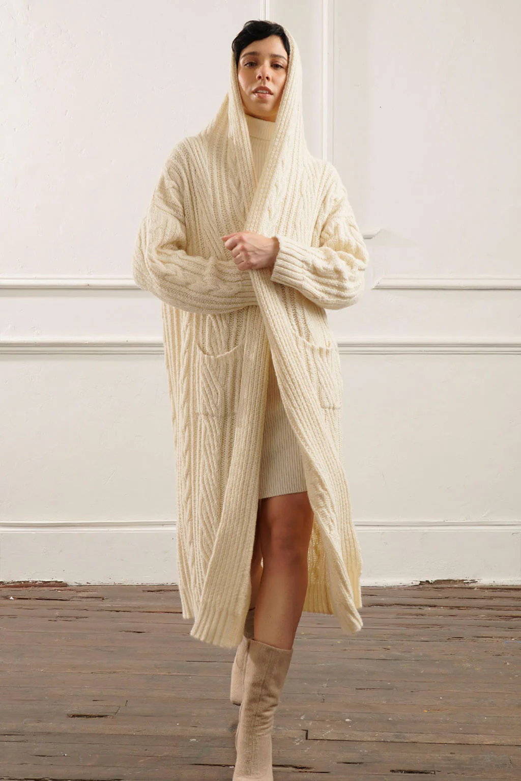 Kendall Cable Knit Baby Alpaca Cardigan - Image 9