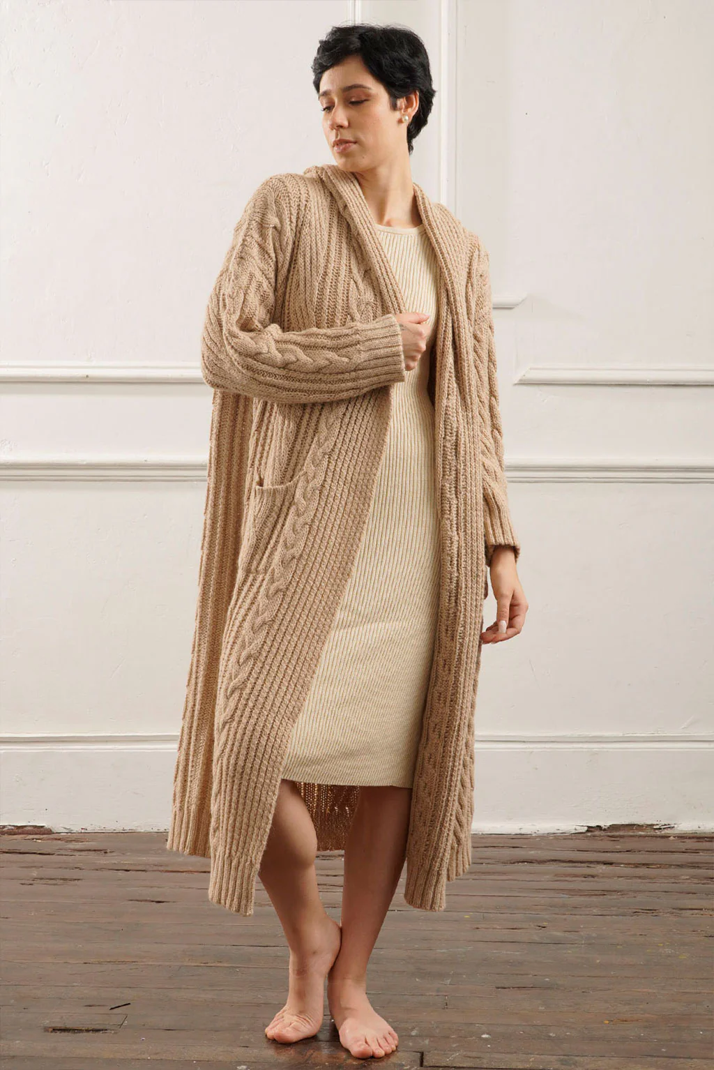 Kendall Cable Knit Baby Alpaca Cardigan - Image 13
