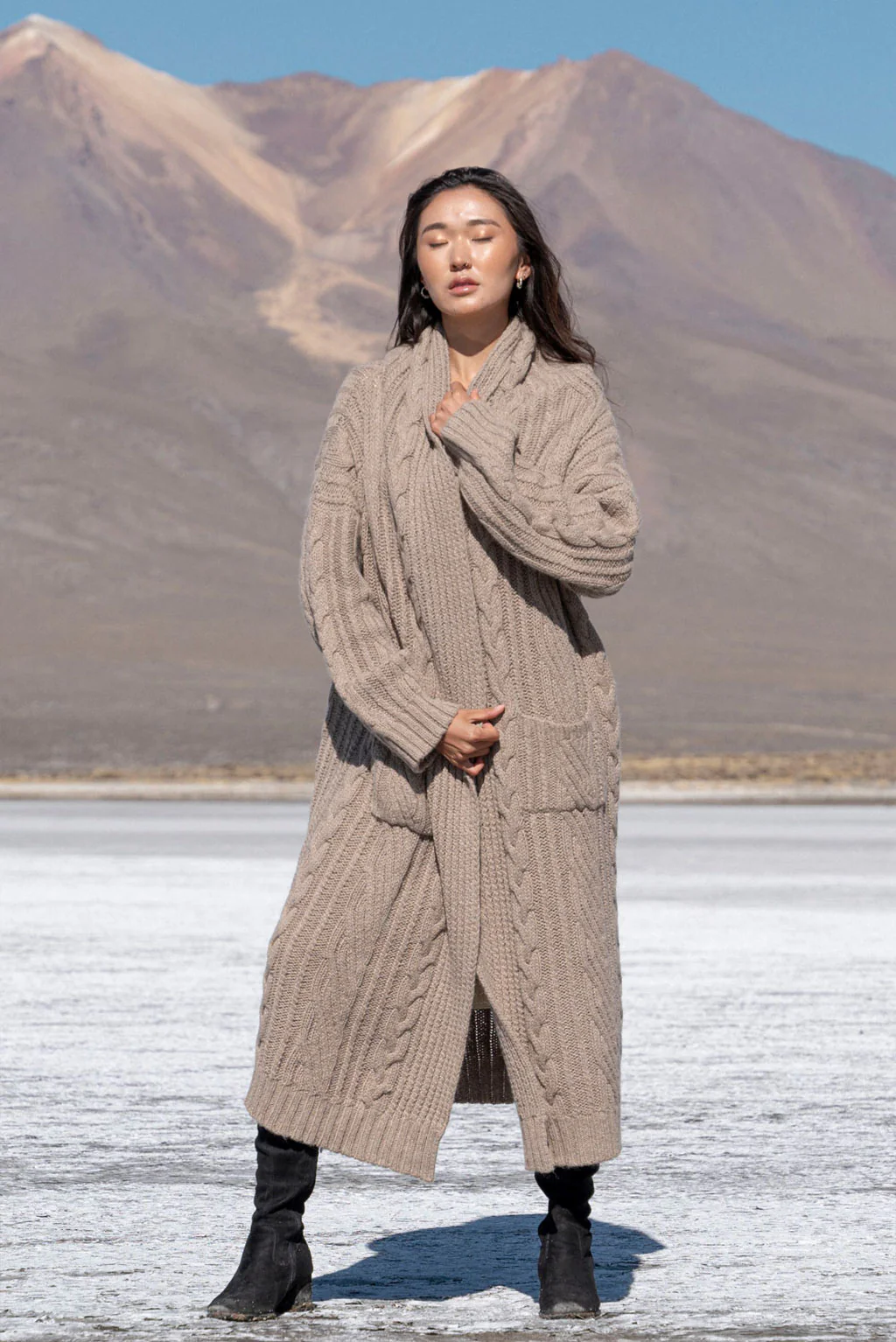 Kendall Cable Knit Baby Alpaca Cardigan