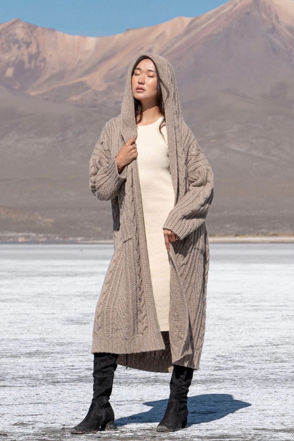 Kendall Cable Knit Baby Alpaca Cardigan - Image 2