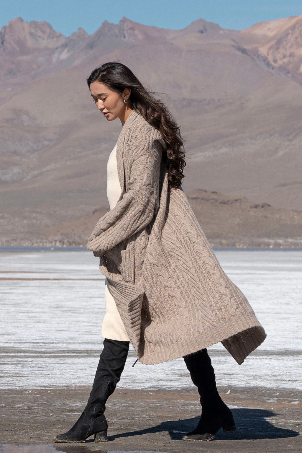 Kendall Cable Knit Baby Alpaca Cardigan - Image 3