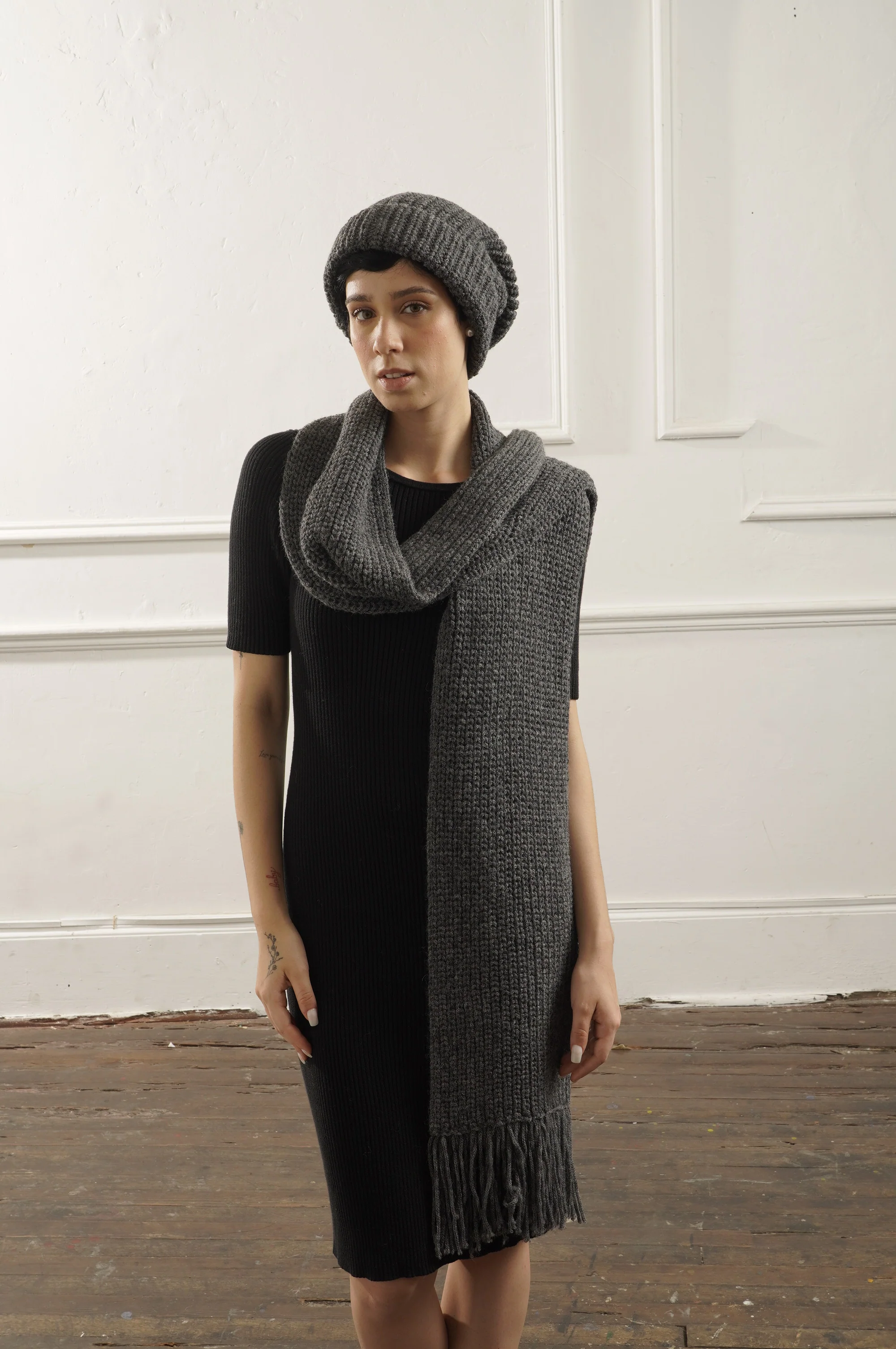 Unisex Textured Alpaca Scarf - Image 8