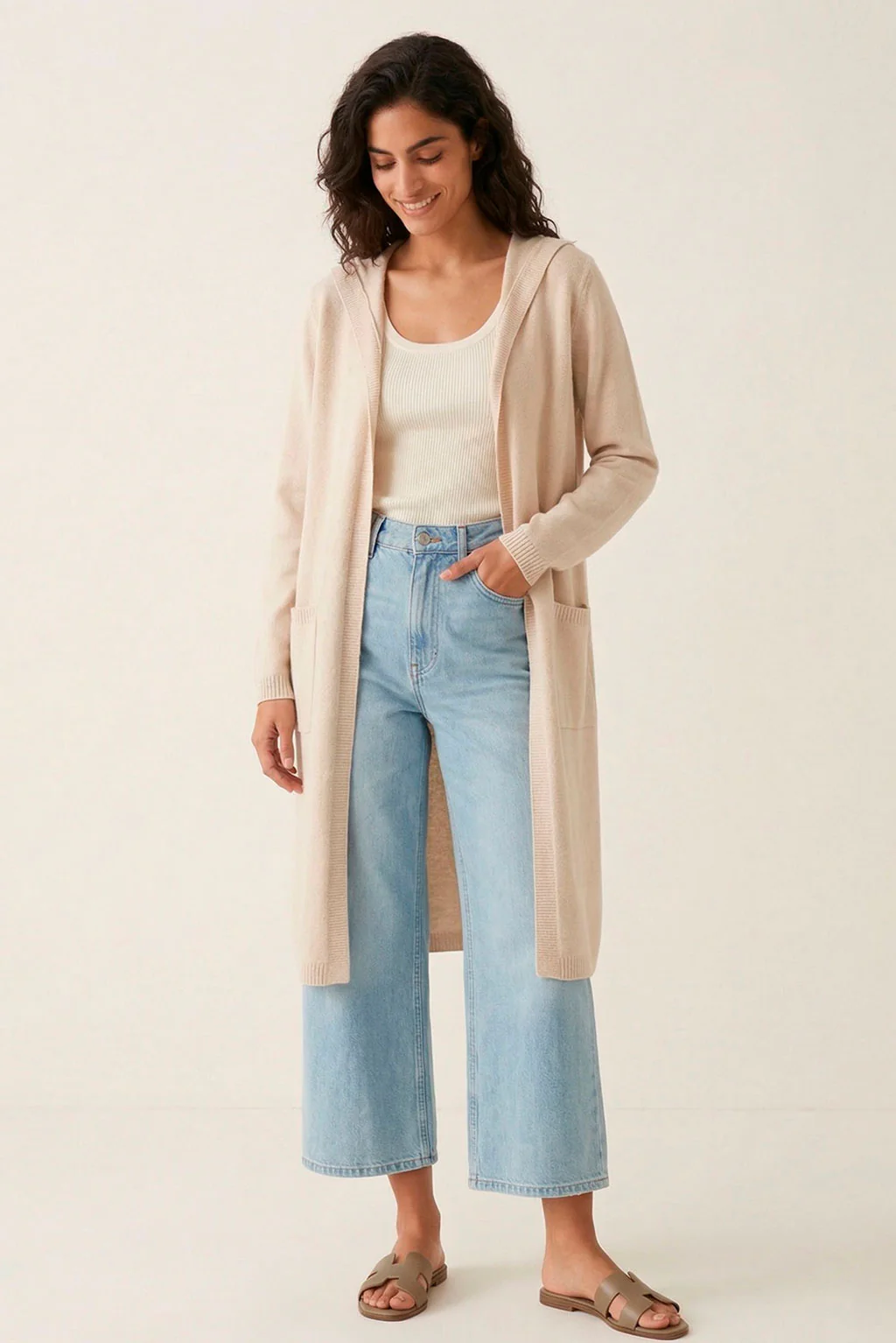 Long Hooded Organic Cotton Cardigan - Image 2