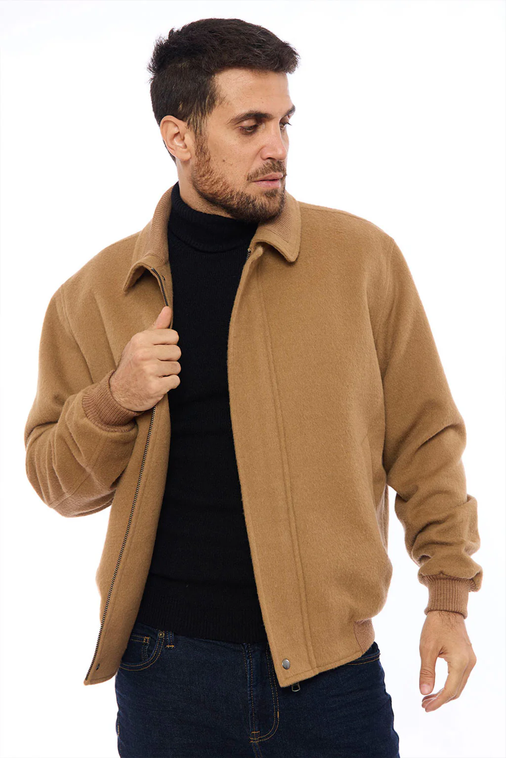 Men's Baby Alpaca Bomber Jacket - Image 2