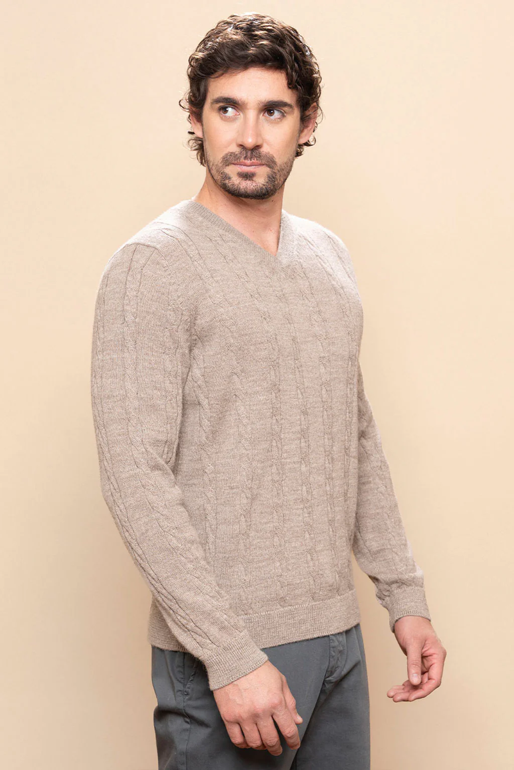 Men’s Braided Baby Alpaca Sweater - Image 6