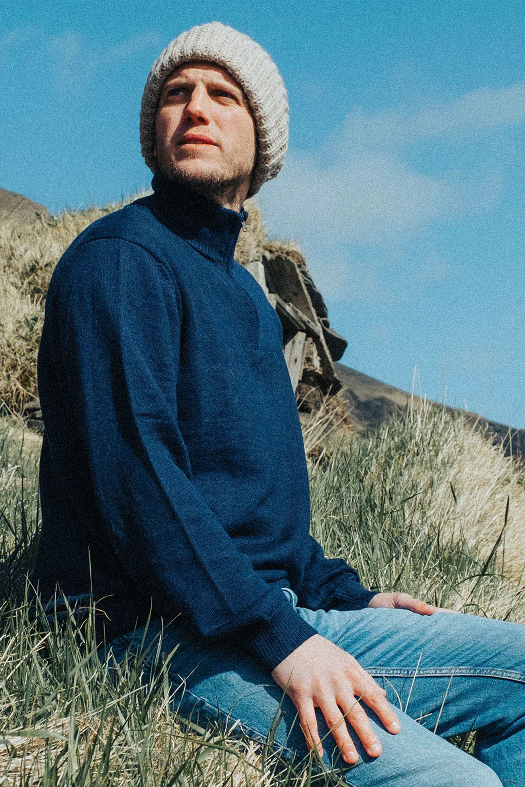 Men's Half-Zip Royal Alpaca Sweater - Image 14
