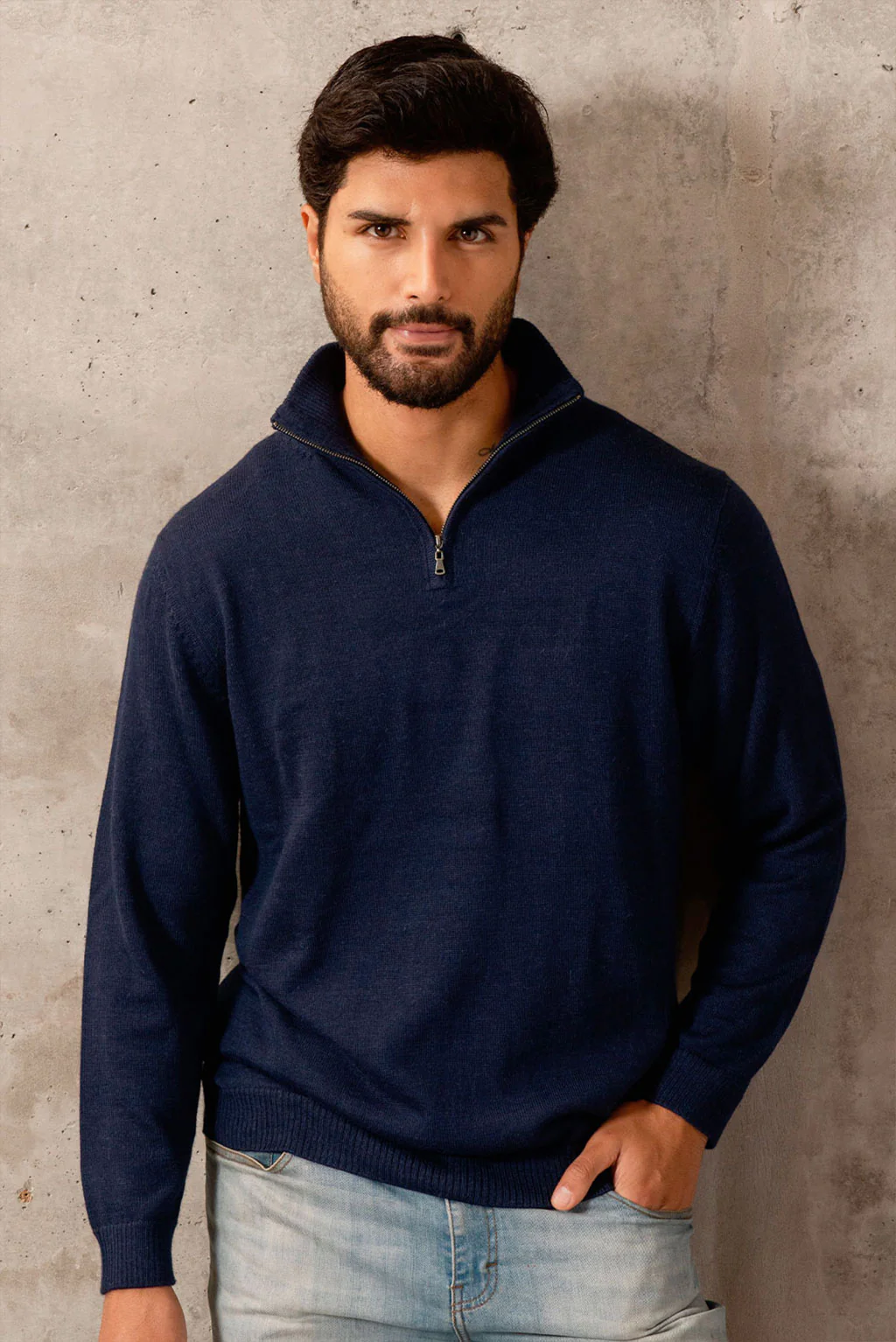 Men's Half-Zip Royal Alpaca Sweater - Image 15
