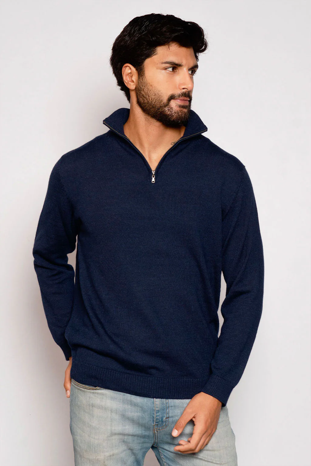 Men's Half-Zip Royal Alpaca Sweater - Image 16