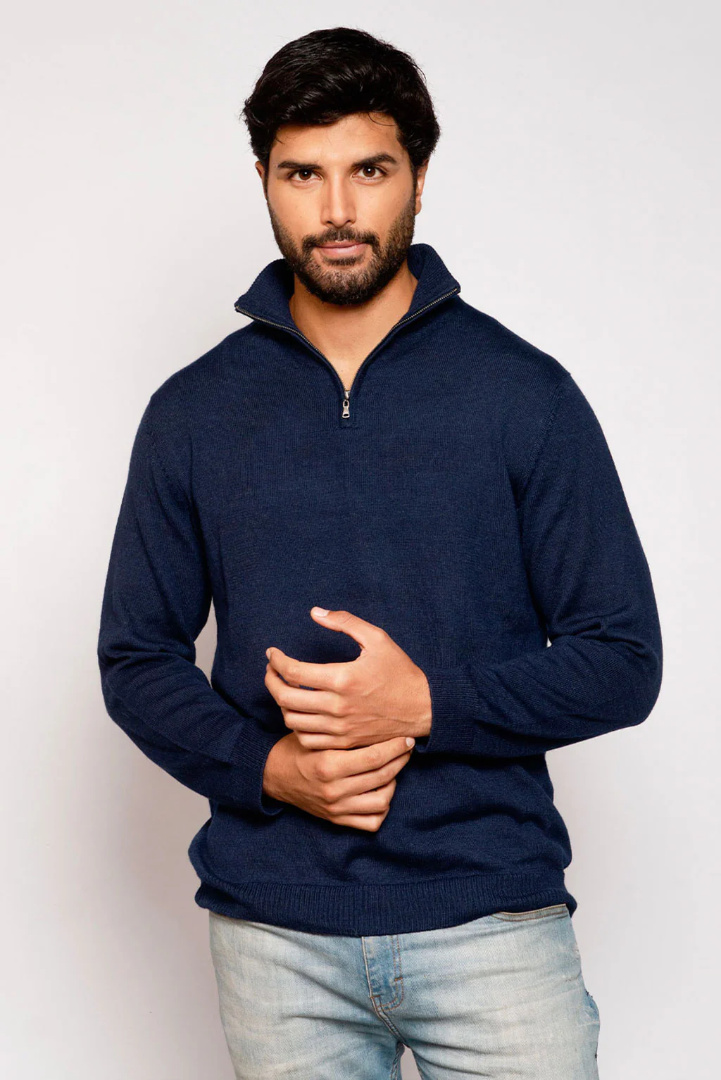 Men's Half-Zip Royal Alpaca Sweater - Image 17