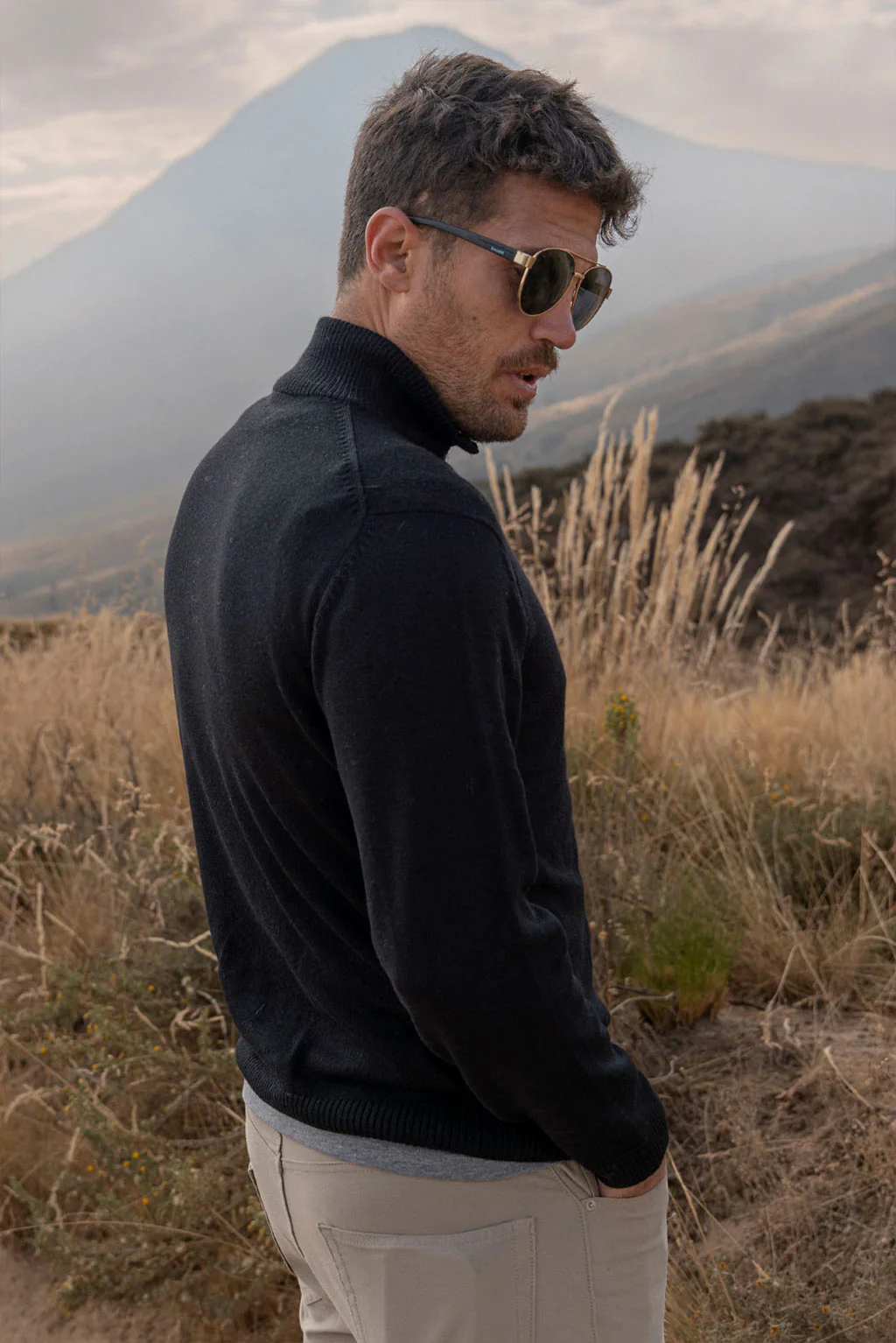 Men's Half-Zip Royal Alpaca Sweater - Image 4