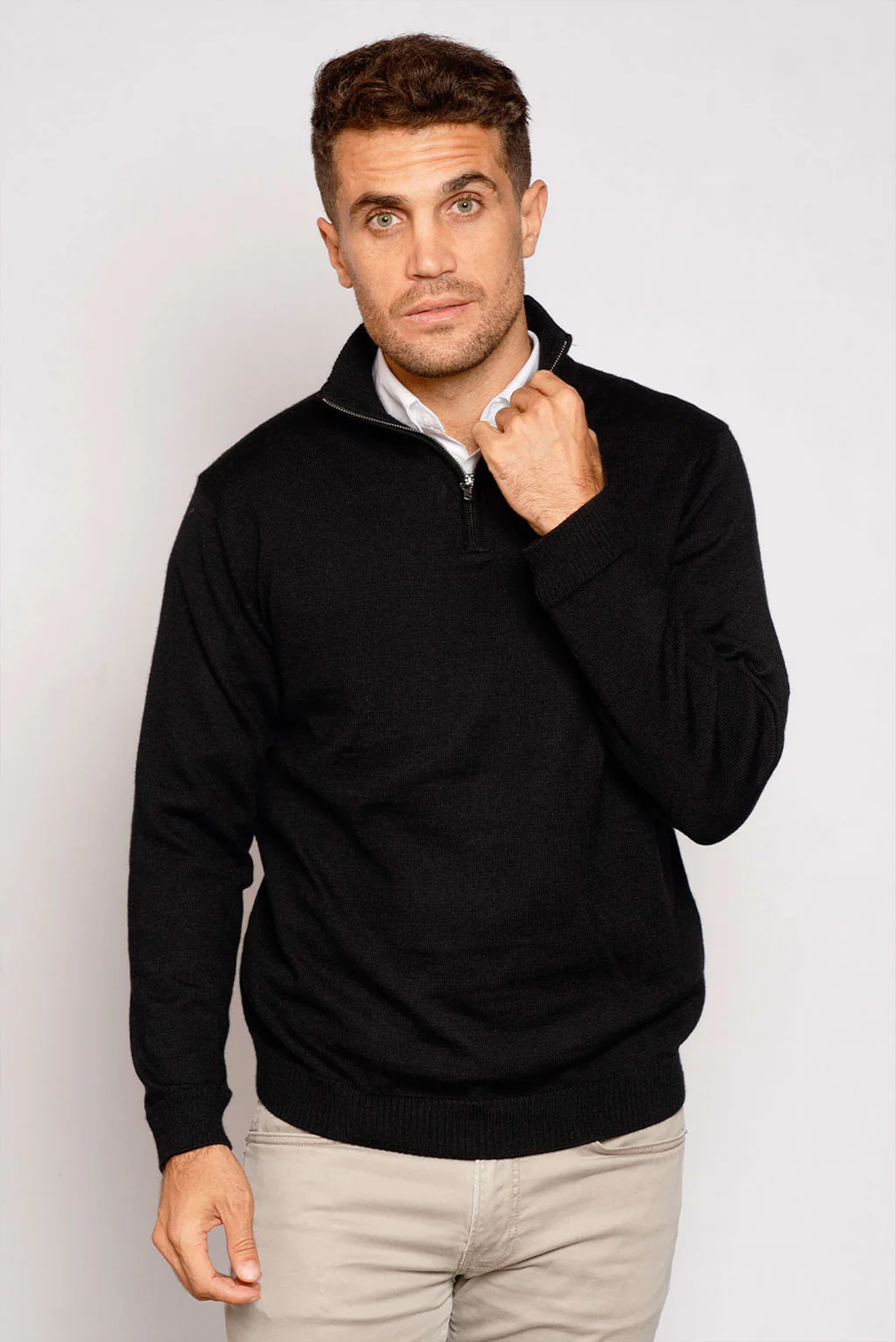 Men's Half-Zip Royal Alpaca Sweater - Image 6