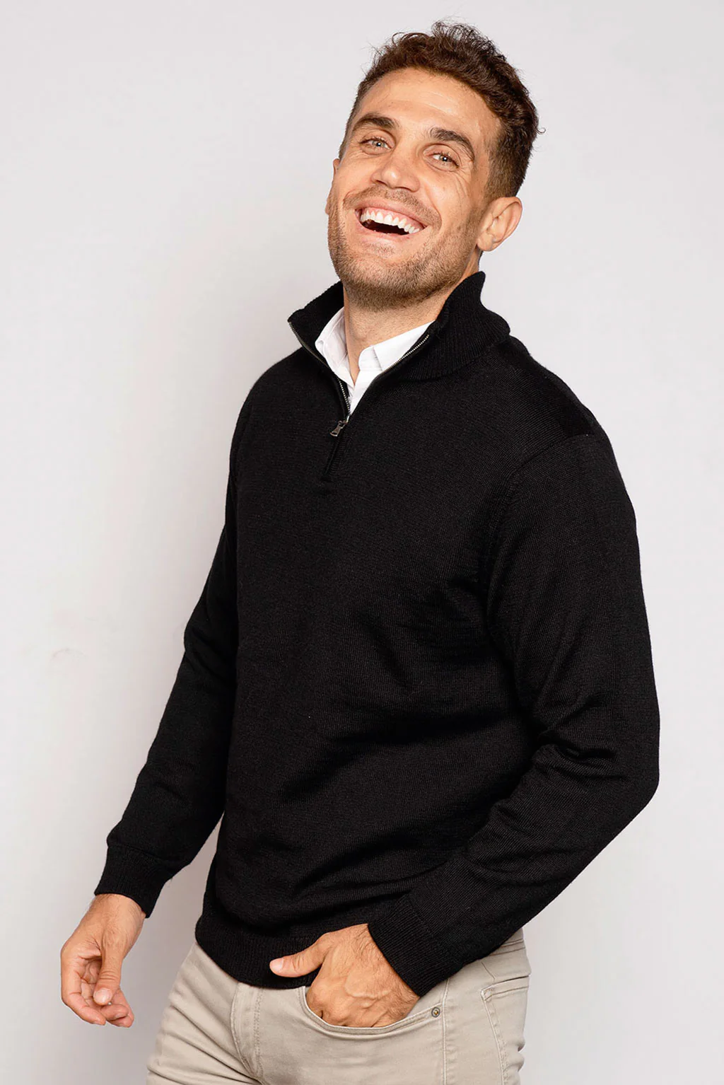 Men's Half-Zip Royal Alpaca Sweater - Image 7