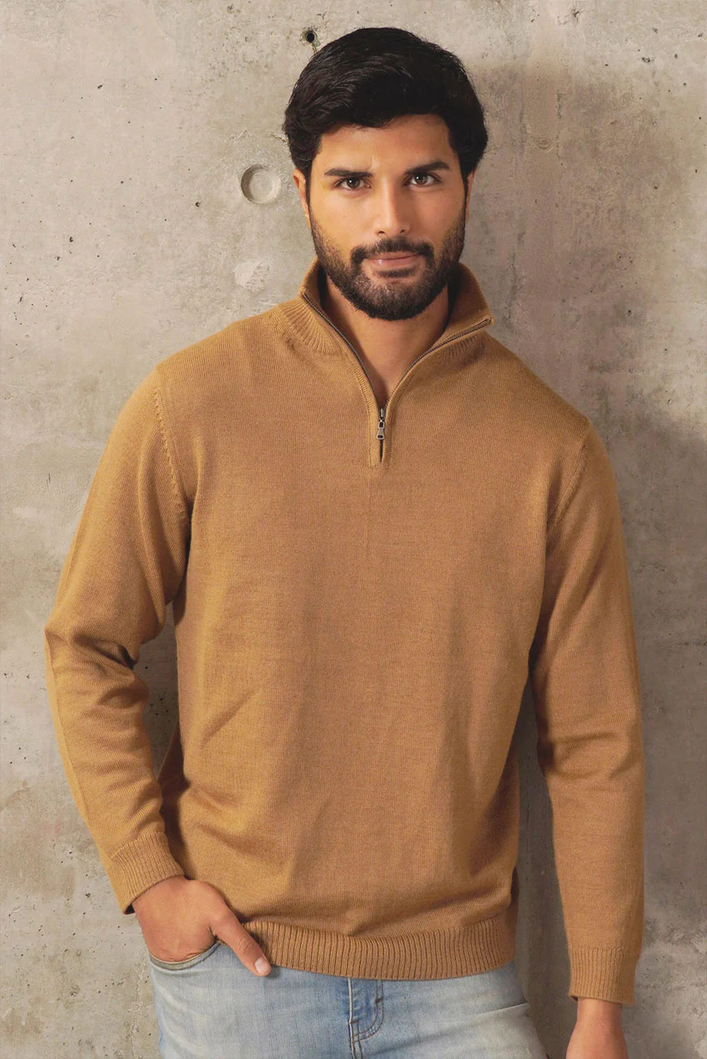 Men's Half-Zip Royal Alpaca Sweater - Image 9