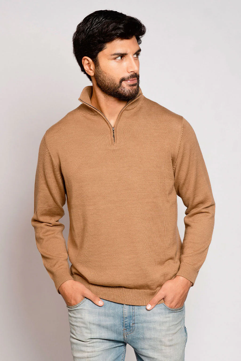 Men's Half-Zip Royal Alpaca Sweater - Image 11