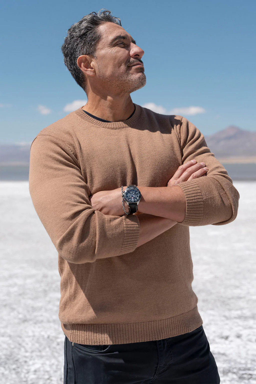 Men's Crew-Neck Royal Alpaca Sweater
