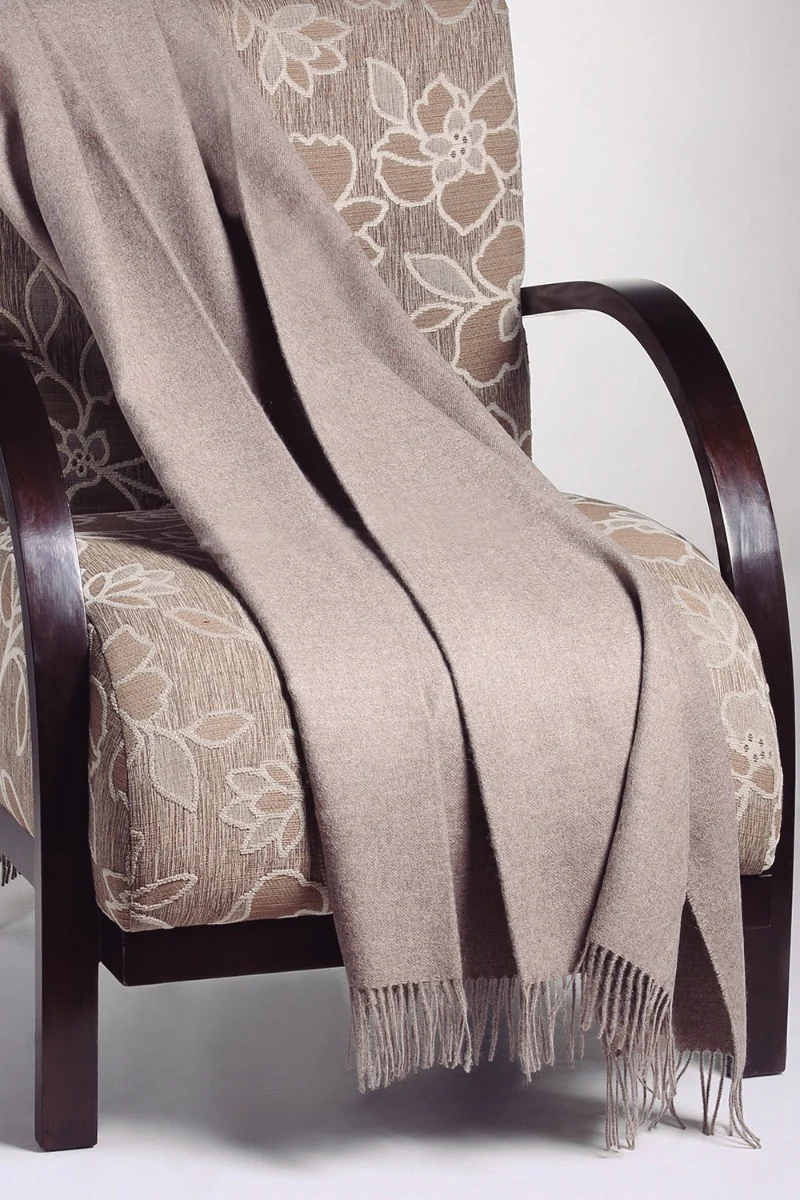 Greige 100% Baby Alpaca Blanket Throw