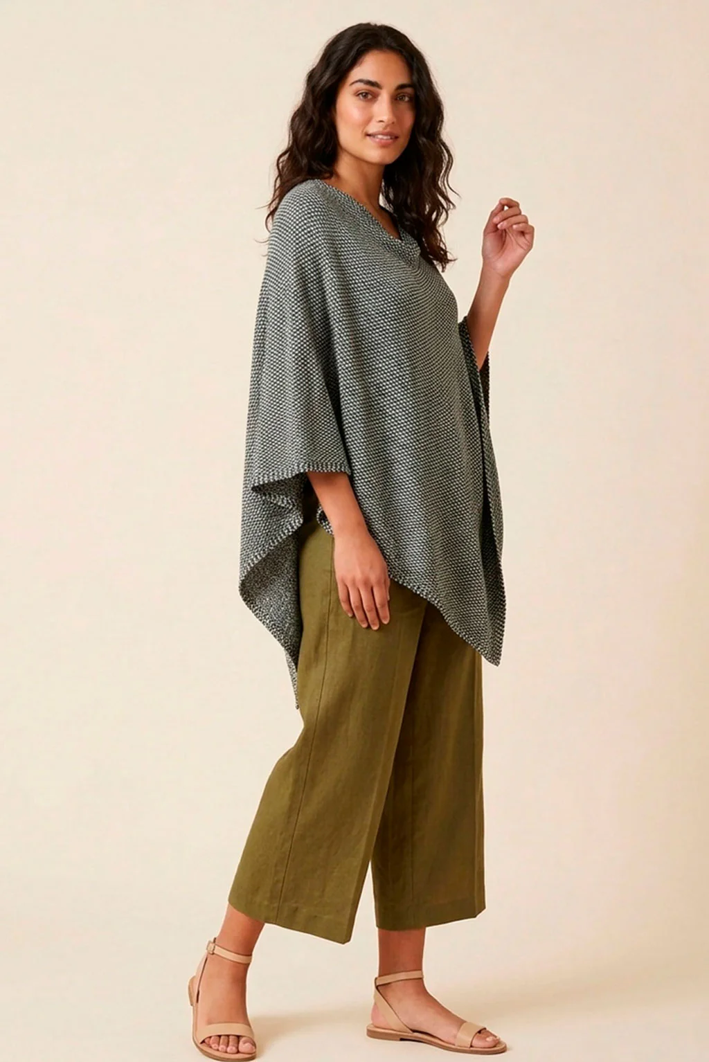 Textured Organic Cotton Poncho - Image 3