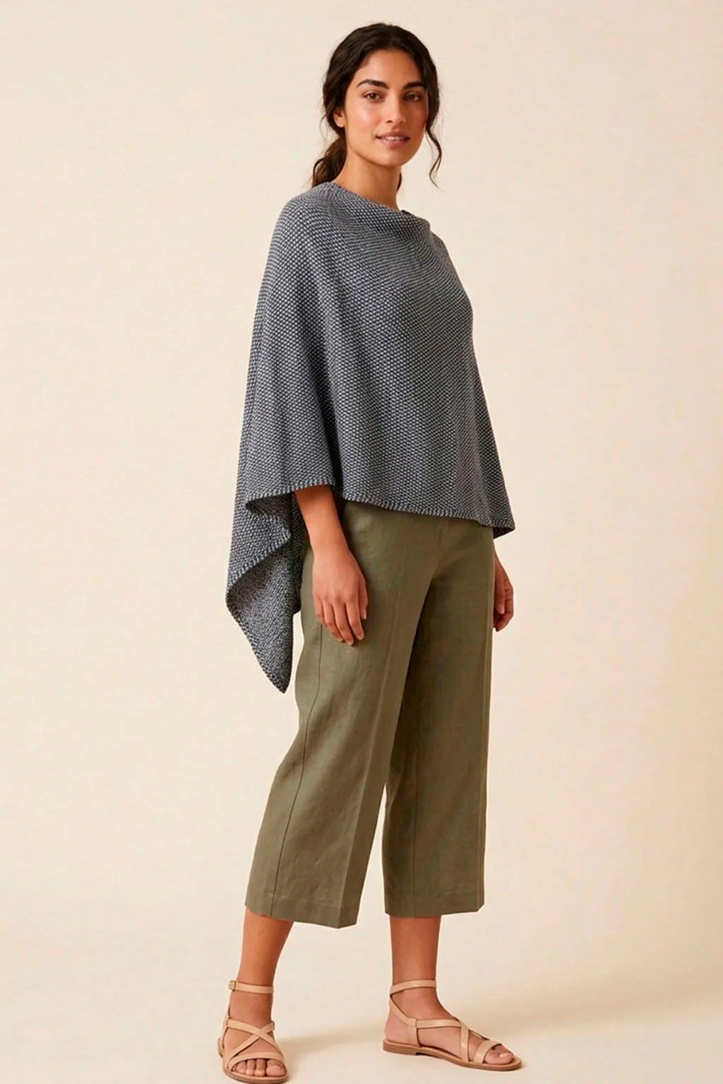 Textured Organic Cotton Poncho - Image 5