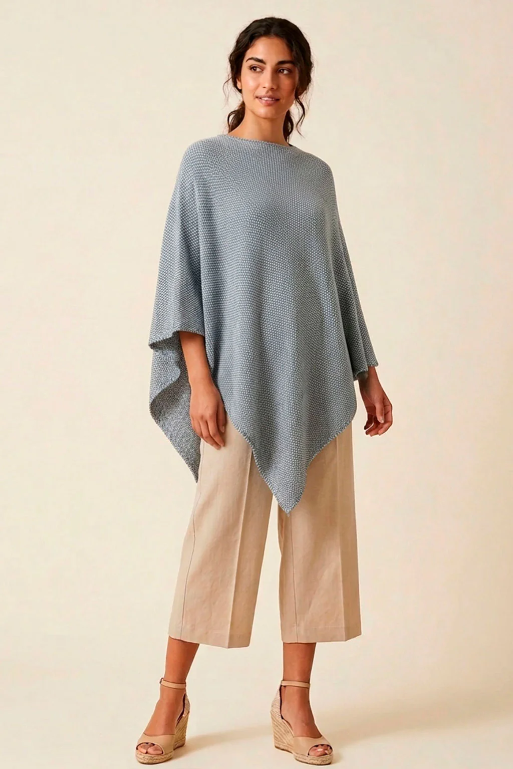 Textured Organic Cotton Poncho - Image 6