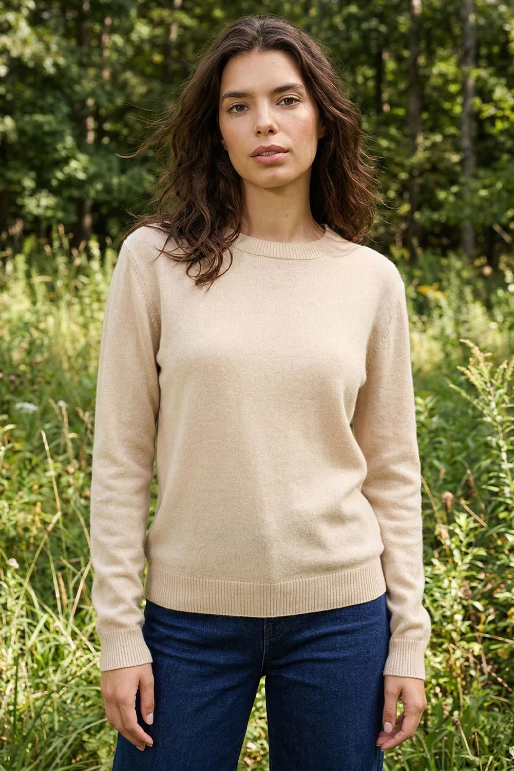 Women's Crew-Neck Cotton & Alpaca Sweater