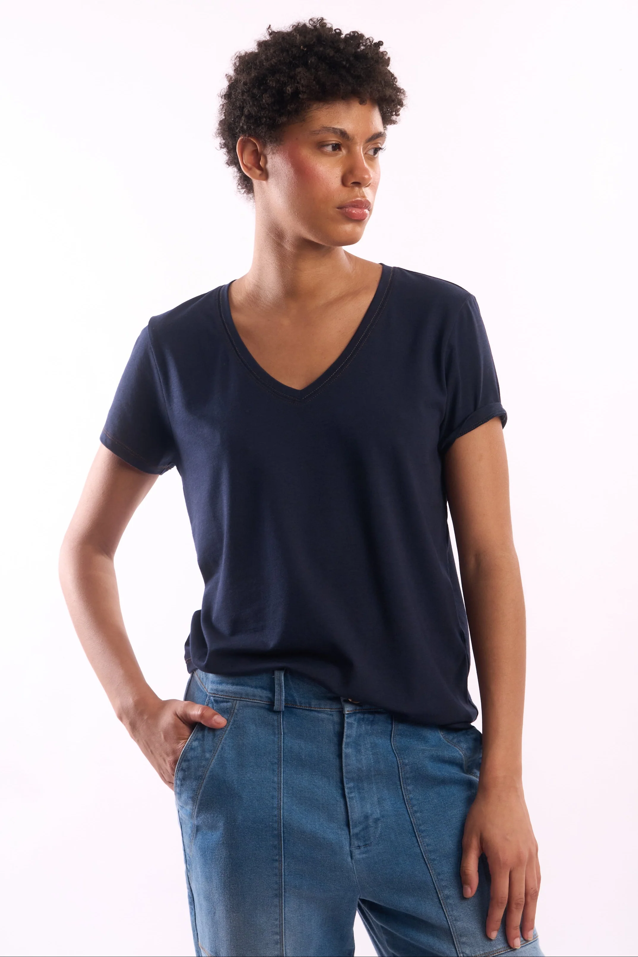 Women's V-Neck Pima Cotton T-Shirt - Image 4