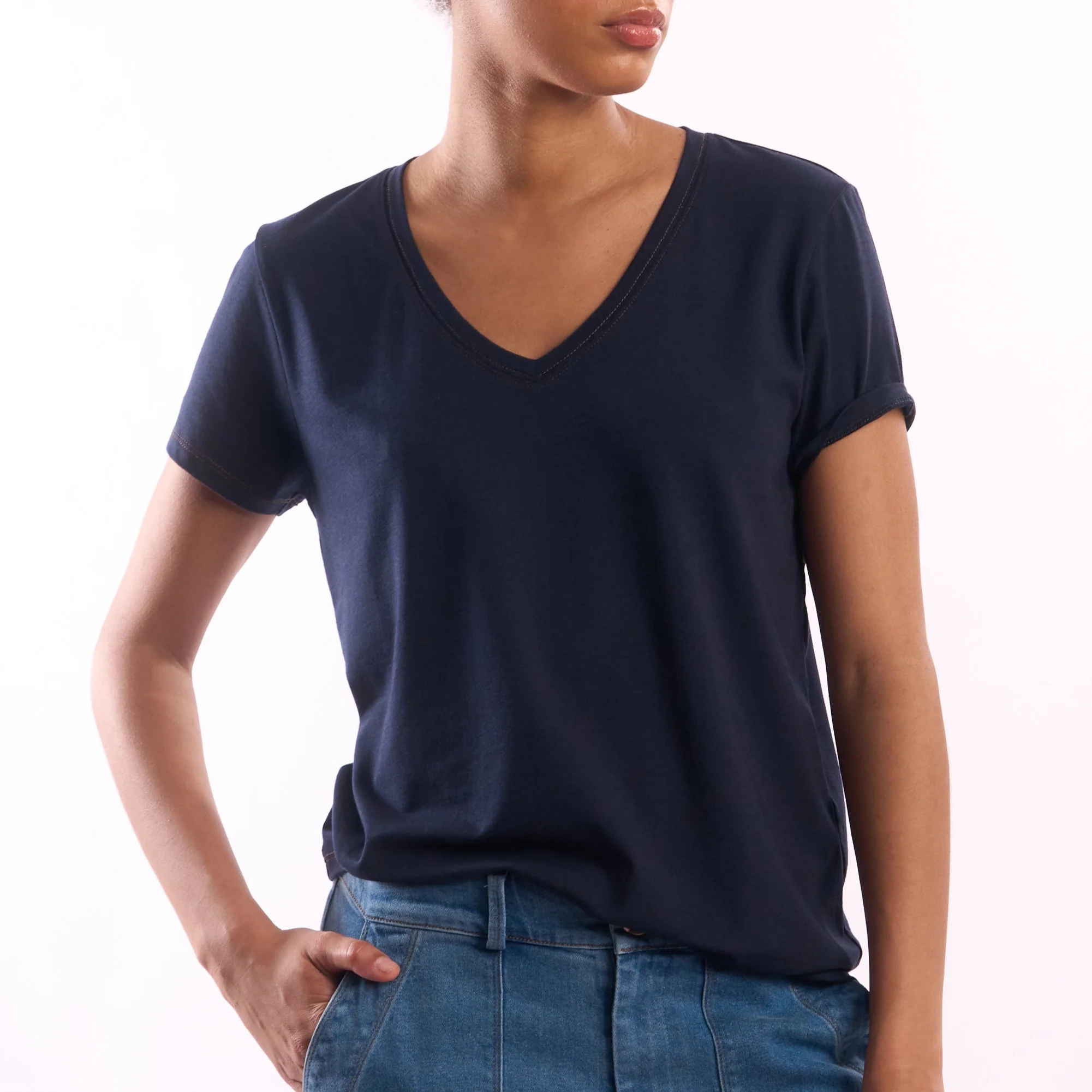 Women's V-Neck Pima Cotton T-Shirt - Image 7